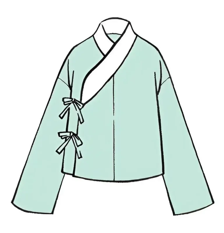 Cross-collared right-lapel