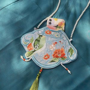 Floral and Sparrow | Blue Embroidered Bag