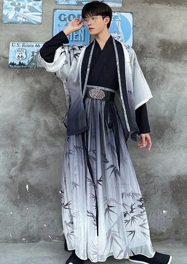 Ink Bamboo|Men's Modern Four-Piece Hanfu Set