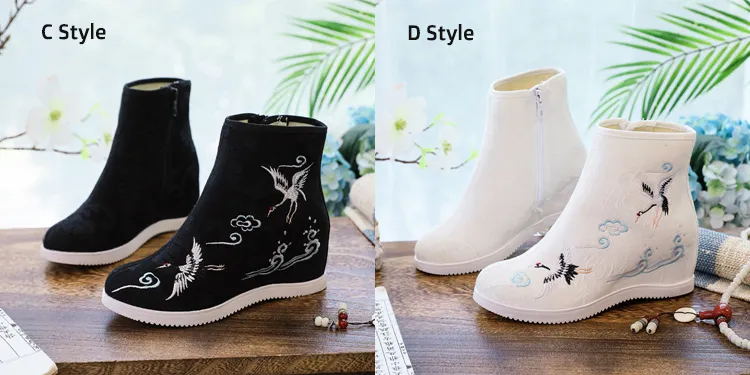 Ancient Chinese Style Embroidered Hanfu Boots for Women