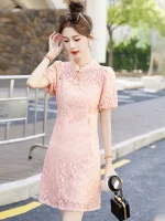 Chinese Modern Fashionable Lace Cheongsam Dress