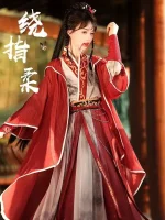 Crimson Wuxia Qiyao Ruqun Hanfu Suit