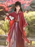 Crimson Wuxia Qiyao Ruqun Hanfu Suit