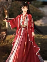 Crimson Wuxia Qiyao Ruqun Hanfu Suit