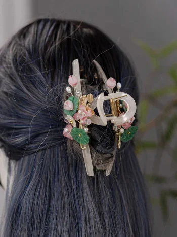 Hanfu Hair Clips | Elegant Lotus Large Shark Claw for Women