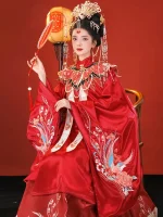 Chinese Ming Dynasty Traditional Red Bridal Hanfu Wedding Dress