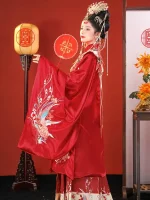 Chinese Ming Dynasty Traditional Red Bridal Hanfu Wedding Dress