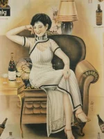 Old Shanghai Style White Striped Cheongsam (Qipao) Dress