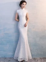 White Lace Fishtail Cheongsam(Qipao) Wedding Dress