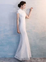 White Lace Fishtail Cheongsam(Qipao) Wedding Dress