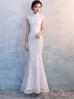 White Lace Fishtail Cheongsam(Qipao) Wedding Dress