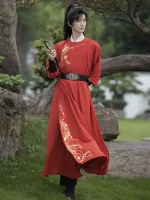 Simple Black Ancient Chinese Male Hanfu Robes