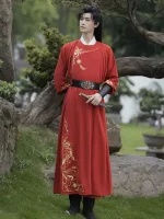Simple Black Ancient Chinese Male Hanfu Robes