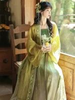 Cute Green Traditional Chinese Female Hanfu Dress