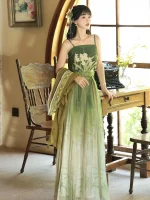 Cute Green Traditional Chinese Female Hanfu Dress