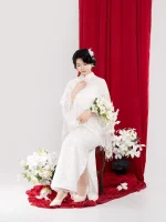 Chinese White Lace Wedding Cheongsam Dress