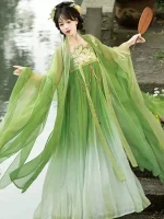 Women's Green Princess Embroidery Qixiong Shanqun Hanfu Dress