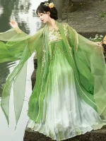 Women's Green Princess Embroidery Qixiong Shanqun Hanfu Dress