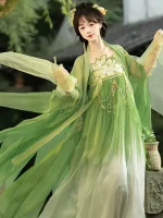 Women's Green Princess Embroidery Qixiong Shanqun Hanfu Dress