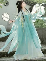 Women's Green Princess Embroidery Qixiong Shanqun Hanfu Dress