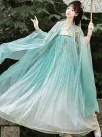 Women's Green Princess Embroidery Qixiong Shanqun Hanfu Dress