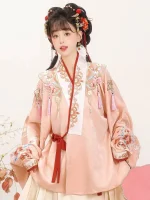Ming Dynasty Women's Winter Hanfu Aoqun with Ma Mian Skirt