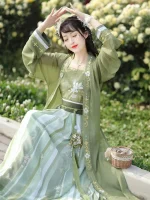 Chinese Song Dynasty Hanfu Dress with Beautiful Lotus Pattern