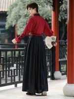 Unisex Red and Black Swordsman Hanfu