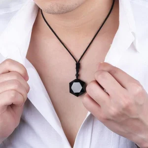 Black Obsidian Talisman Peace Protection Necklace