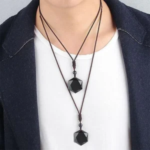 Black Obsidian Talisman Peace Protection Necklace