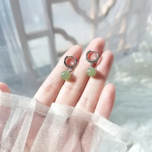 Round Jade Wealth Attracting Earrings