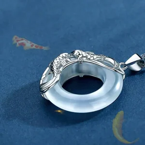 Sterling Silver Jade Koi Fish Lucky Necklace
