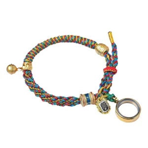 Tibetan Buddhist Five Color Braided Rope Protection Bracelet with Gau Box Pendant