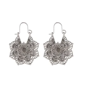 Tibetan Lotus Engraved Healing Copper Drop Earrings