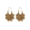 Tibetan Lotus Engraved Healing Copper Drop Earrings