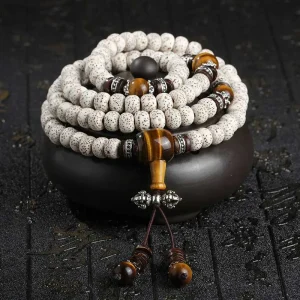 Tibetan Style 108 Beads Tiger Eye Stone Bodhi Mala Bracelet