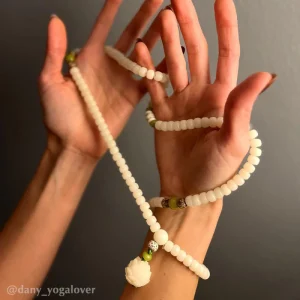 White Jade Bodhi Lotus Mala Harmony Bracelet