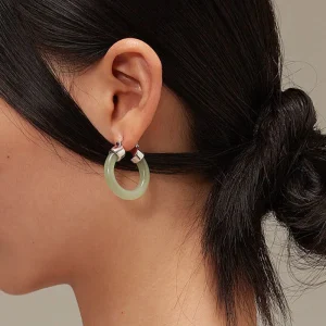 Women's Round Jade Fortune Attracting Earrings
