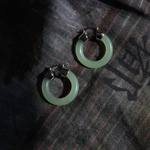 Women's Round Jade Fortune Attracting Earrings