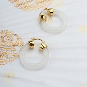 Women's Round Jade Fortune Attracting Earrings